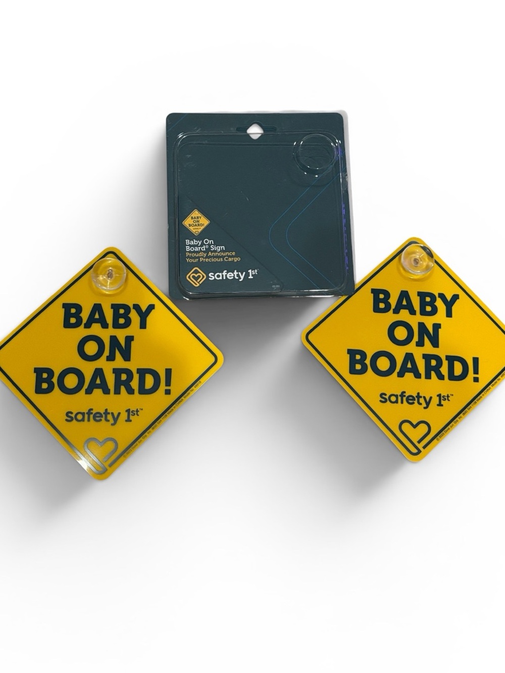 🎉 Safety 1st Yellow "Baby On Board" Car Sign - Set of 2